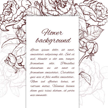Vintage rose. Hand drawn vector illustration background.のイラスト素材