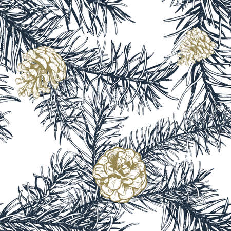 Blue fir branches seamless pattern.のイラスト素材