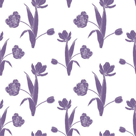 Tulip Bouquet. Hand drawn vector illustration.のイラスト素材