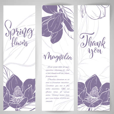 Sketch linear magnolia blossom.のイラスト素材