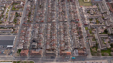 Aerial view of the city of Liverpool in United Kingdomの写真素材
