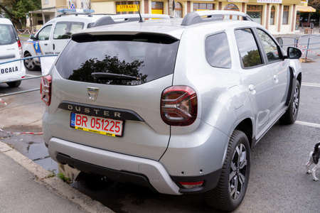 Galati, Romania - September 15, 2021: Silver Dacia Duster rear viewのeditorial素材