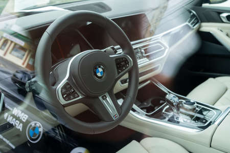 Galati, Romania - September 15, 2021: Black 2021 BMW X5 F15 interior viewのeditorial素材