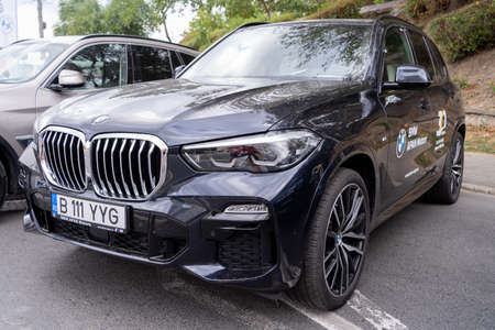 Galati, Romania - September 15, 2021: Black 2021 BMW X5 F15 front viewのeditorial素材