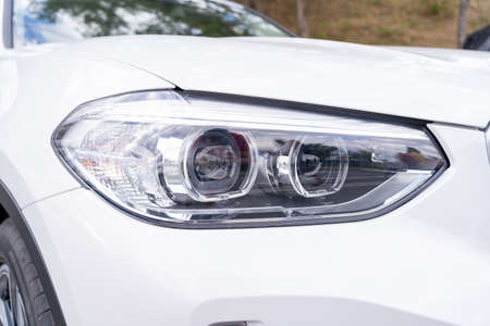Galati, Romania - September 15, 2021: Headlights BMW iX3 is an all-electric SUVのeditorial素材