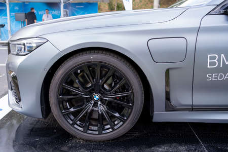 Galati, Romania - September 15, 2021: BMW 745Le xDrive petrol-electric plug-in hybrid G12のeditorial素材