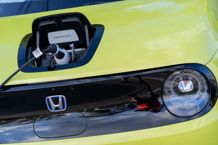 Galati, Romania - September 15, 2021: 2021 Honda-e electric carのeditorial素材