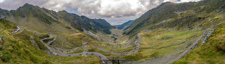 Outstanding panoramic view of Fagaras Mountains, Transfagarasan road, Sibiu County, Romaniaの写真素材