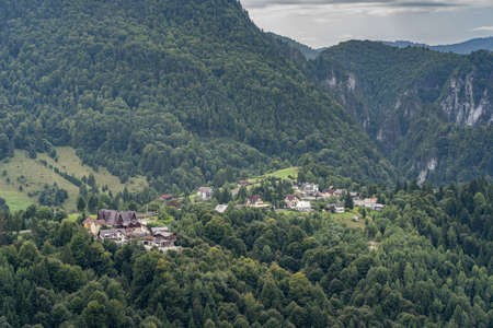 Mountain rural landscape with summer colors In the Romanian villageの写真素材