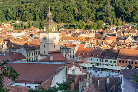 View of the old town of romanian city brasov taken from the white tower.の写真素材