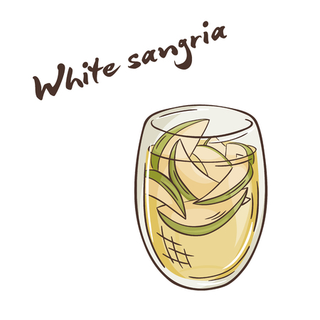 vector printable illustration of isolated cup of white sangria with label.のイラスト素材