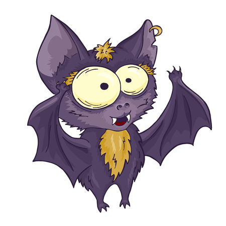 vector printable hand drawn cute cartoon bat. Can be used as a decor for gift card, poster, invitation card.のイラスト素材