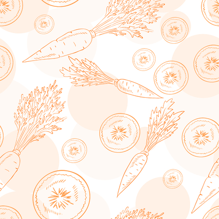 vector seamless pattern with carrot and its slice.のイラスト素材