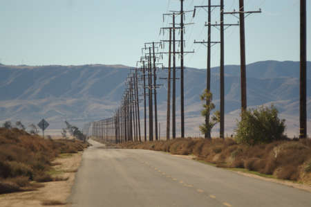 Road and electrical postsの写真素材