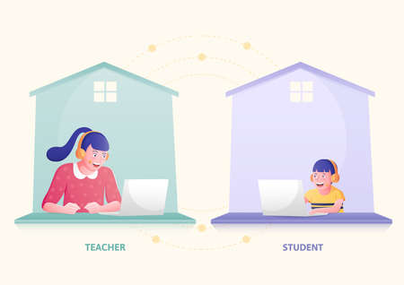 Teaching and remote learning from home concept. Student studying from home during the COVID-19...