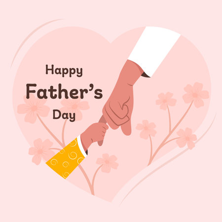 Happy Father's Day celebration. A hand of child is holding the hand of the dad.のイラスト素材