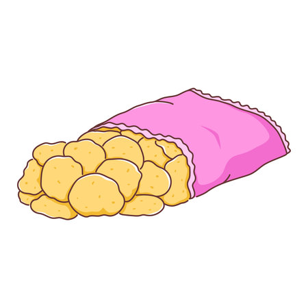 Delicious Potato Chips in a Pink Wrapper Illustrationのイラスト素材