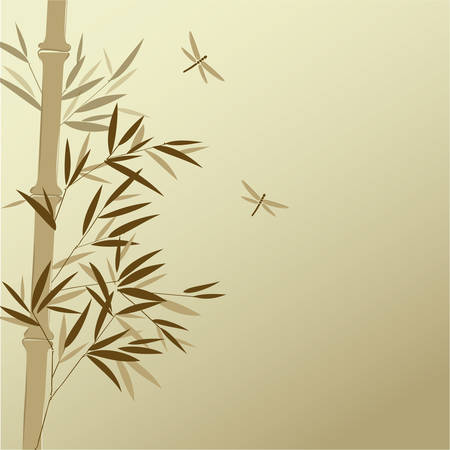 Bamboo with dragonflies in Chinese painting styleのイラスト素材