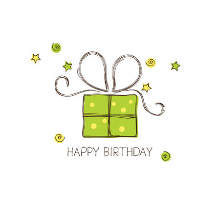 Gift box in doodle styleのイラスト素材
