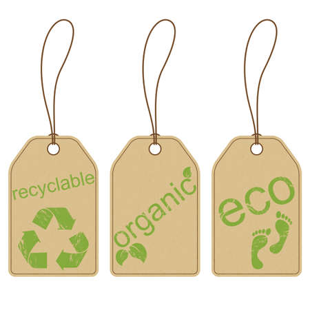 Eco friendly carton tags with grunge effectのイラスト素材