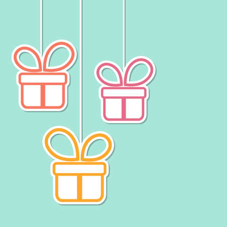 Gift boxes in paper cutout styleのイラスト素材