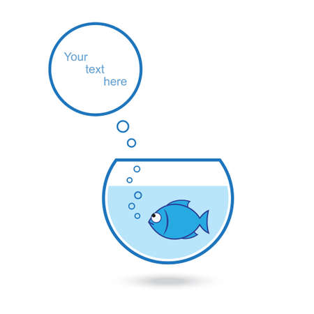 Funny fish in aquarium with bubbles for your textのイラスト素材