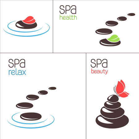Set of SPA stones and pebblesのイラスト素材