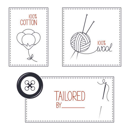 Set of icons, emblems and labels for cotton, wool and tailor productsのイラスト素材