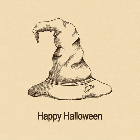 Hand drawn witch hat for Halloween designのイラスト素材