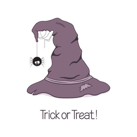 Witch hat with funny vampire spider for Halloween designのイラスト素材