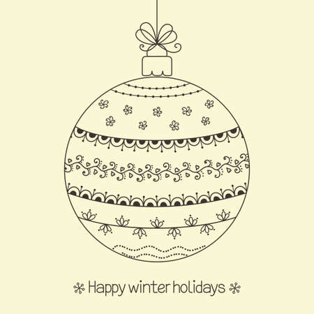 Christmas ball with ornament in doodle styleのイラスト素材