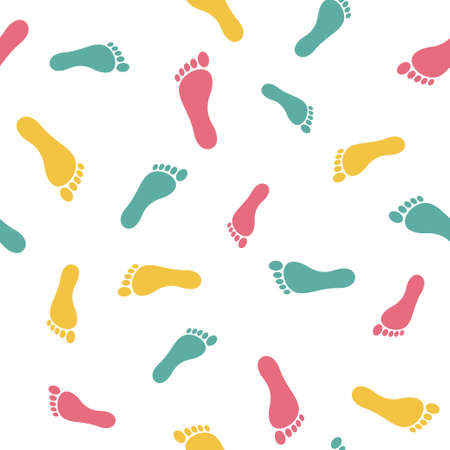Seamless pattern with multicolored human footprintsのイラスト素材