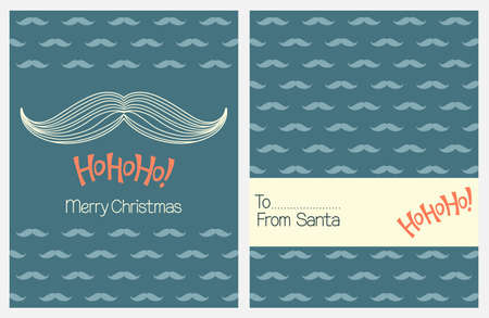 Christmas greeting cards with Santa Claus mustache and Ho Ho Ho! Letteringのイラスト素材