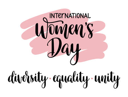 International Womens Day, Diversity, Equality, Unity calligraphic letteringのイラスト素材