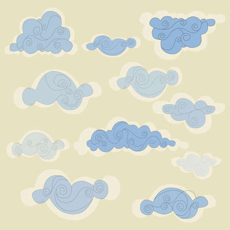 Curly aerial blue clouds pattern vectorのイラスト素材