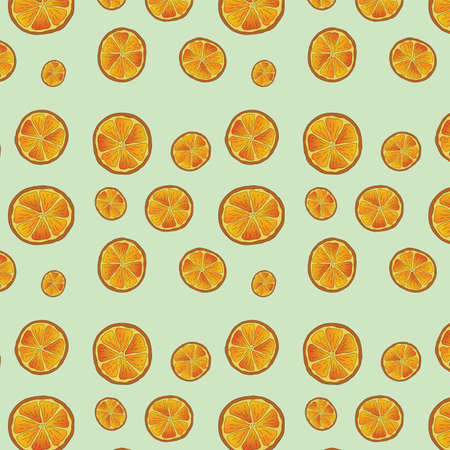 Seamless pattern orange on a light green background vector illustrationのイラスト素材
