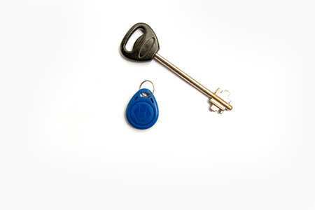 two door keys isolated on white background