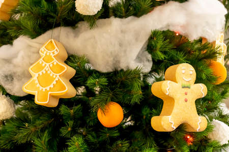 Christmas decoration with gingerbread cookies
