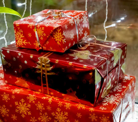 new year gifts in red packaging
