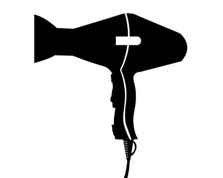 Black hairdryer for drying hair icon on white background.のイラスト素材