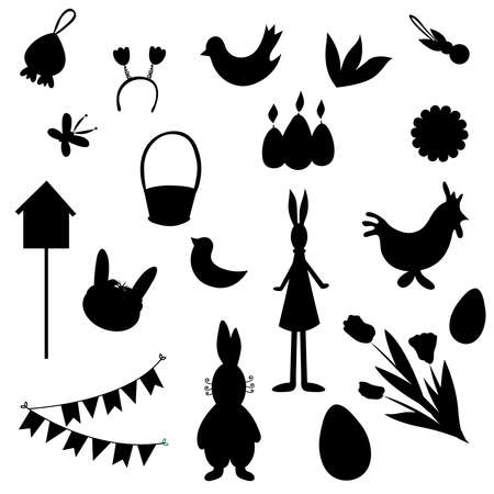 Set of silhouettes for happy easter.のイラスト素材