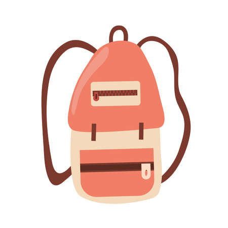 Travel backpack isolated on white background. Element for tourism. Summer vector illustrationのイラスト素材