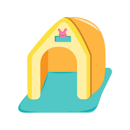 Bed for pet, dog or cat. Vector illustration. Sun bed for pets. Cute bed for your favorite pet, cat and dog. Object isolated on white background, cartoon styleのイラスト素材