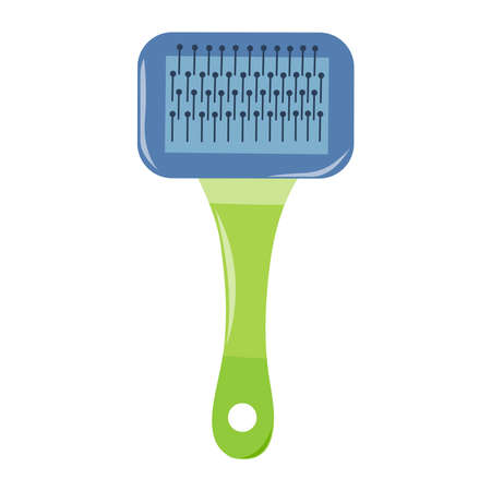 Hair brush for dog and cat isolated on white background. Brush for animal fur. Pet accessory. Vector cartoon illustrationのイラスト素材