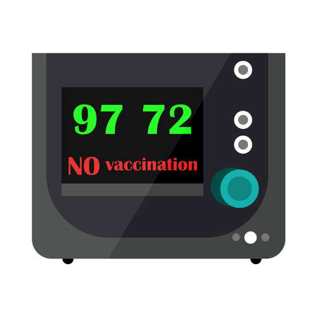 Resuscitation equipment labeled no vaccination. Emergency unit. Refusal to vaccinate.のイラスト素材