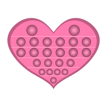Trendy pop it fidget in shape pink heart. Vector illustration on white backgroundのイラスト素材