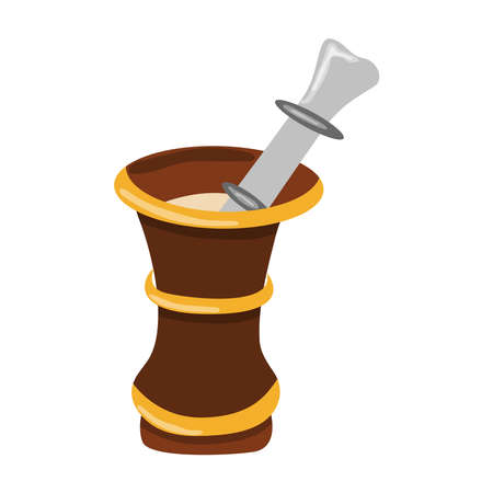 Halloween mortar. Happy halloween holiday. Decoration for horror night. Vector illustrationのイラスト素材
