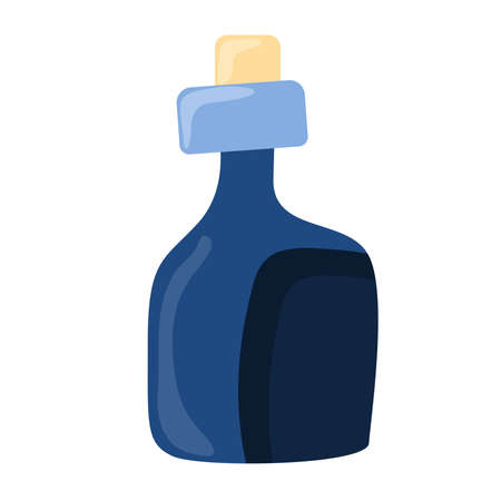 Halloween glass potion bottle. Happy halloween holiday. Decoration for horror night. Poison bottle. Vector cartoon illustrationのイラスト素材