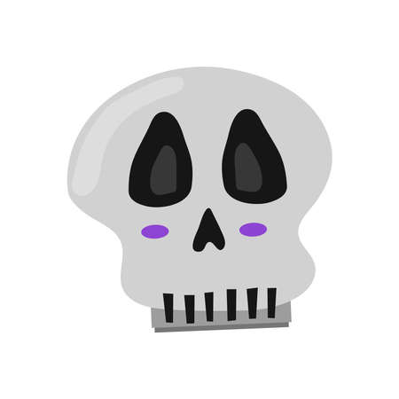 Isolated skull for halloween on white background. Happy halloween holiday. Decoration for horror night. Vector cartoon illustrationのイラスト素材