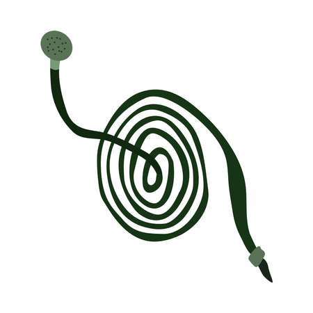 Garden hose. Garden tools. Green rubber tube. Isolated vector illustration on white background.のイラスト素材